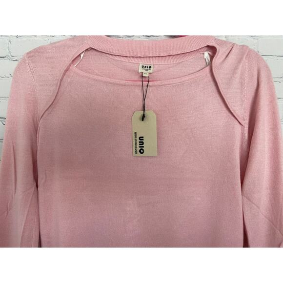 UNIQ Pink Cutout Lightweight Sweater size S/M NWT - Picture 3 of 5